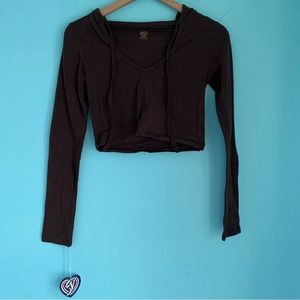 Sweet Vibes Cropped Jersey Hooded Punk Fitted Long Sleeve Top XL Dolls Kill